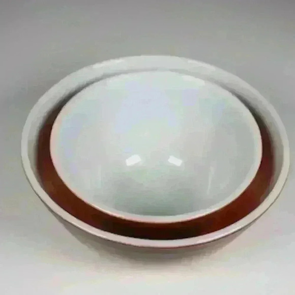 VINTAGE PYREX Old Orchard Mixing Bowls Nesting Lot of 2 60s 70s Brown 401 402 - Picture 13 of 16